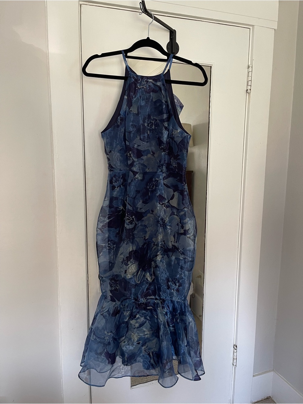 Lulu's Navy Blue Floral Halter Midi Dress